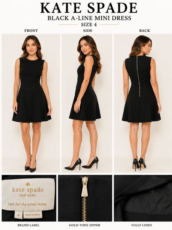 kate spade Dresses & Skirts - KATE SPADE BLACK A-LINE MINI DRESS SZ 4